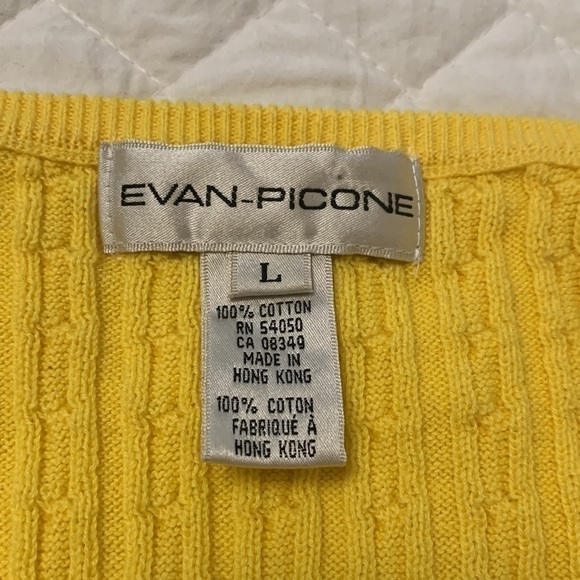 EVAN PICONE vintage cable knit tank top camisole cotton lemon yellow size large - Picture 6 of 9